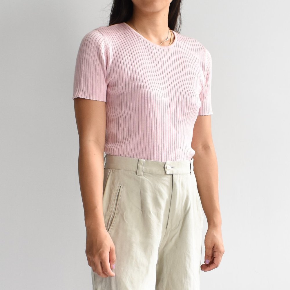 Vintage Woven Silk Top w. Removable Shoulder Pads